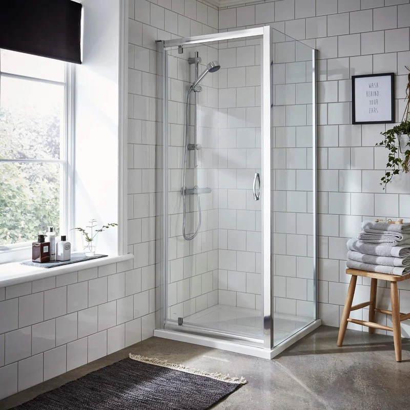 Lisbon 5mm Pivot Shower Door - 900mm, 1850mm High, Chrome