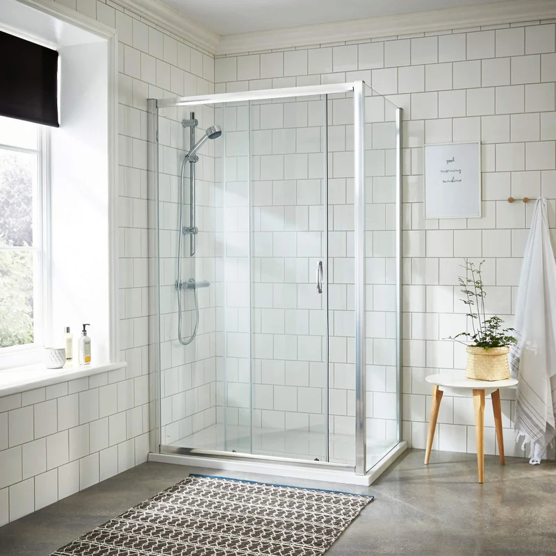 Lisbon 5mm Sliding Shower Door - 1200mm, 1850mm High, Chrome