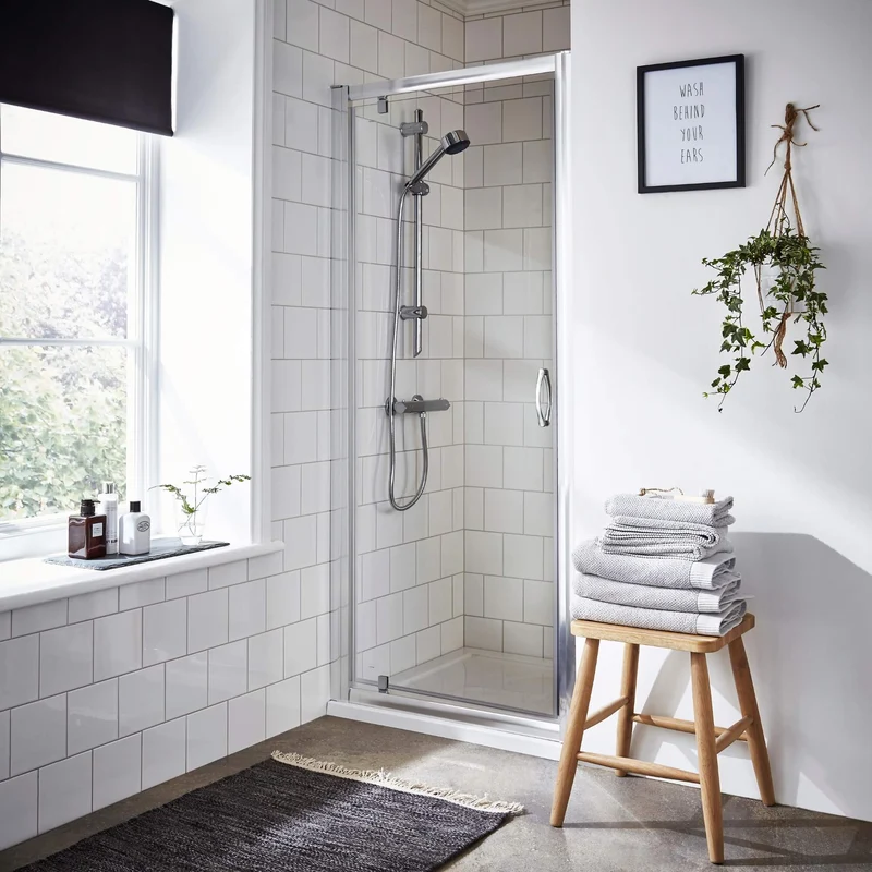 Lisbon 5mm Pivot Shower Door - 900mm, 1850mm High, Chrome