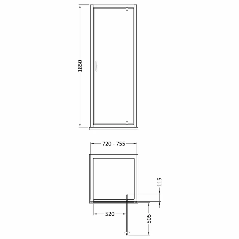 Lisbon 5mm Pivot Shower Door - 760mm, 1850mm High, Chrome