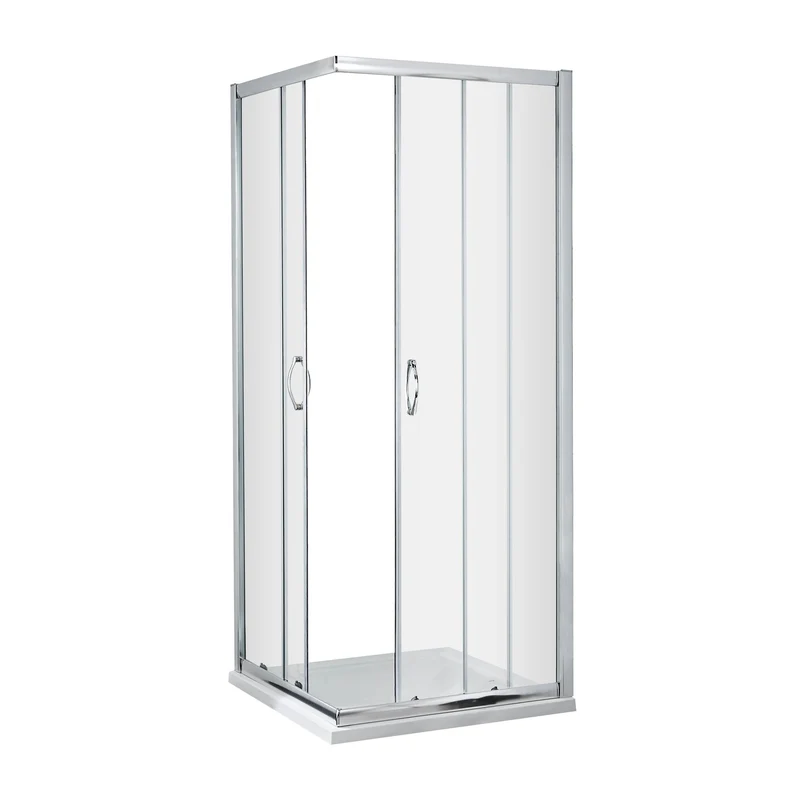 Lisbon 5mm Corner Entry Shower Enclosure - 800 x 800mm, 1850mm High, Chrome