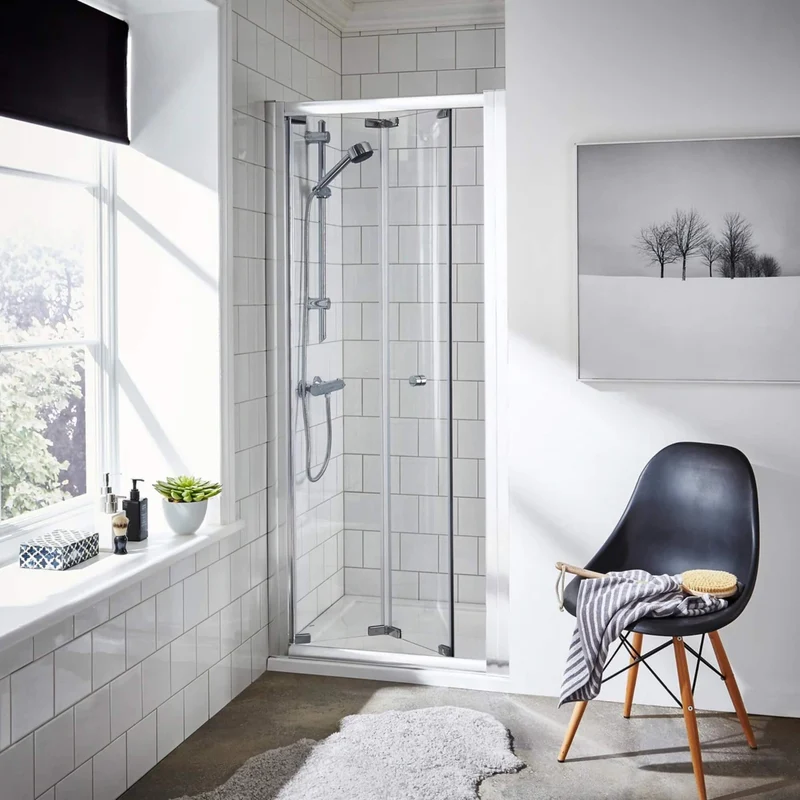 Lisbon 4mm Bi-Fold Shower Door - 800mm, 1850mm High, Chrome