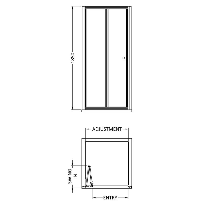 Lisbon 4mm Bi-Fold Shower Door - 900mm, 1850mm High, Chrome