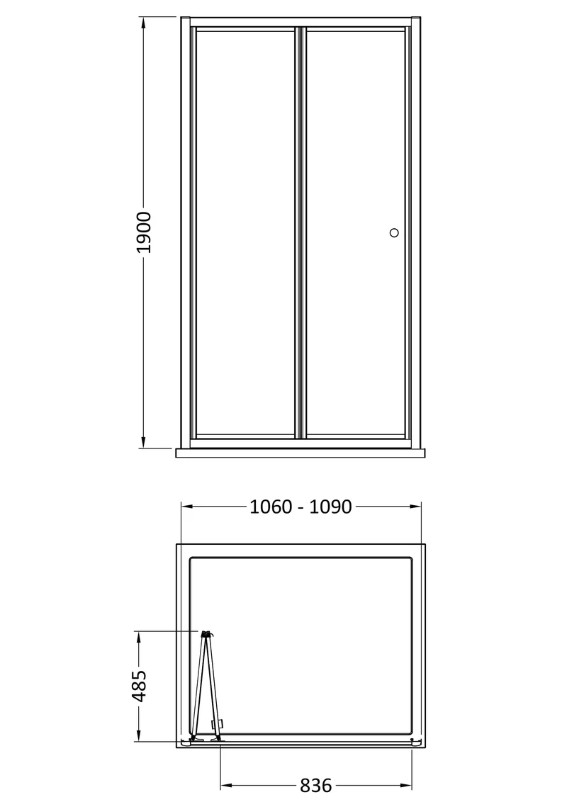 Porto 4mm Bi-Fold Shower Door - 1100mm, 1900mm High, Chrome