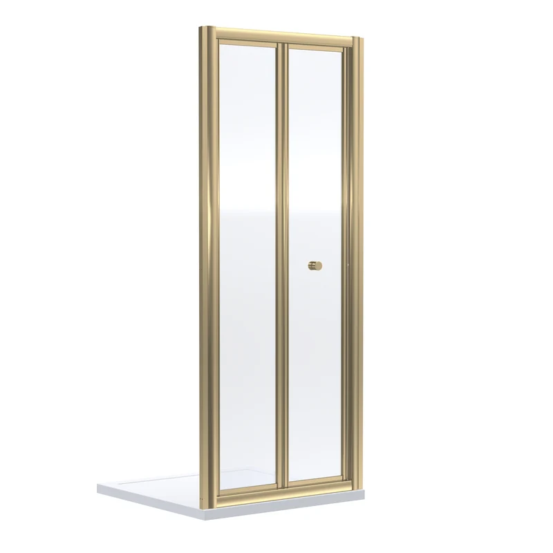 Porto 4mm Bi-Fold Shower Door - 700mm, 1900mm High, Brushed Brass