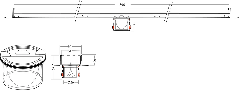 Zwart Premium Line 700mm Channel Drain - Black