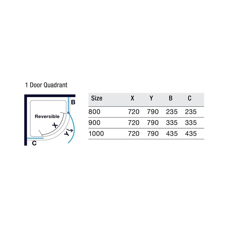 Merlyn 8 Series Frameless 1 Door Quadrant
