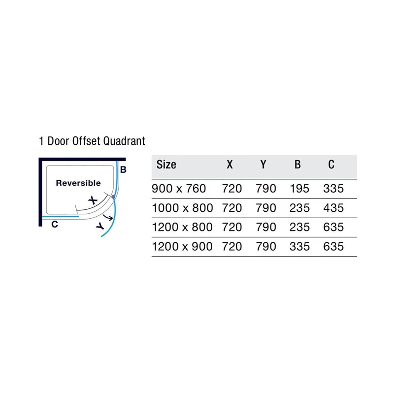 Merlyn 8 Series Frameless 1 Door Offset Quadrant