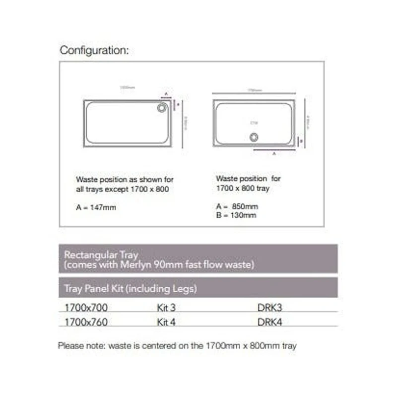 Merlyn Mstone Rectangular Shower Tray [Including Waste]