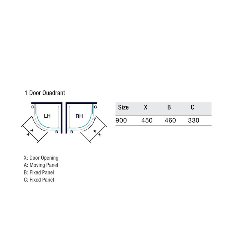 Merlyn Ionic Essence Framed 1 Door Offset Quadrant