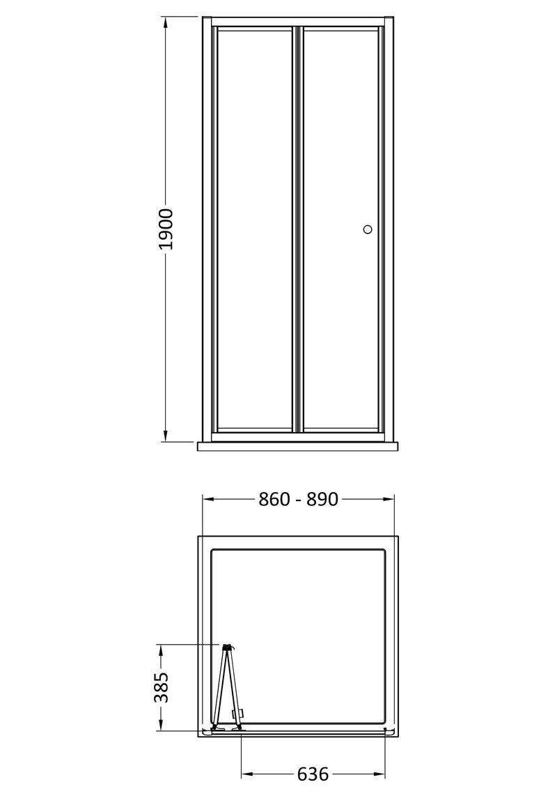 Porto 4mm Bi-Fold Shower Door - 900mm, 1900mm High, Chrome