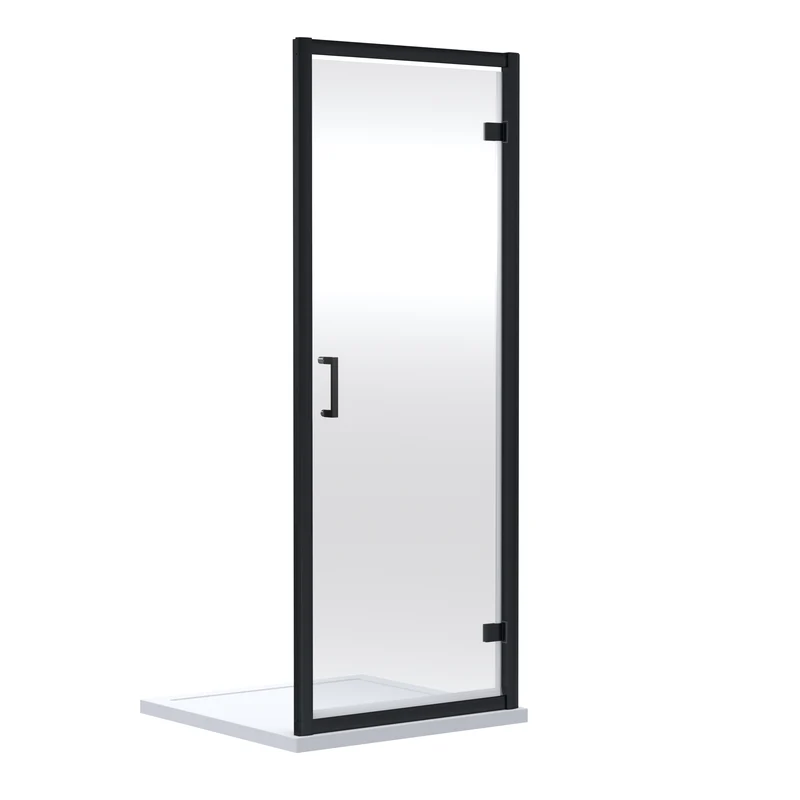 Porto 6mm Hinged Shower Door - 760mm, 1900mm High, Matt Black