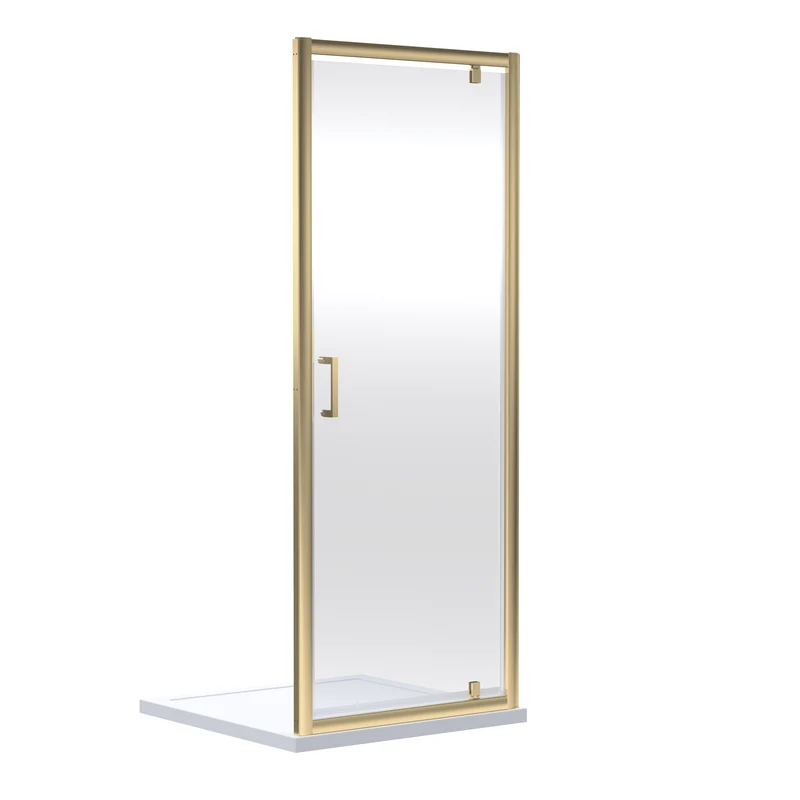 Porto 6mm Pivot Shower Door - 760mm, 1900mm High, Brushed Brass