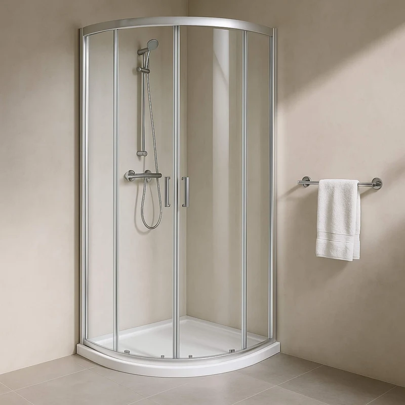 Porto 6mm Quadrant Shower Enclosure - 900 x 900mm, 1900mm High, Chrome