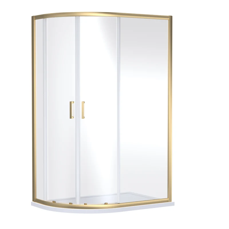 Porto 6mm Offset Quadrant Shower Enclosure - 1000 x 800mm, 1900mm High, Brushed Brass