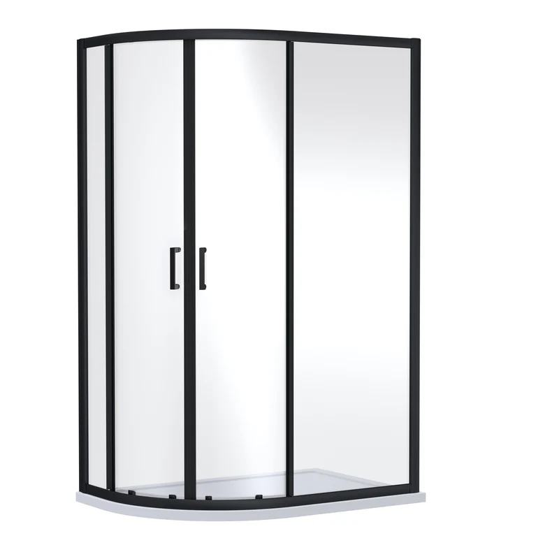 Porto 6mm Offset Quadrant Shower Enclosure - 1000 x 800mm, 1900mm High, Matt Black