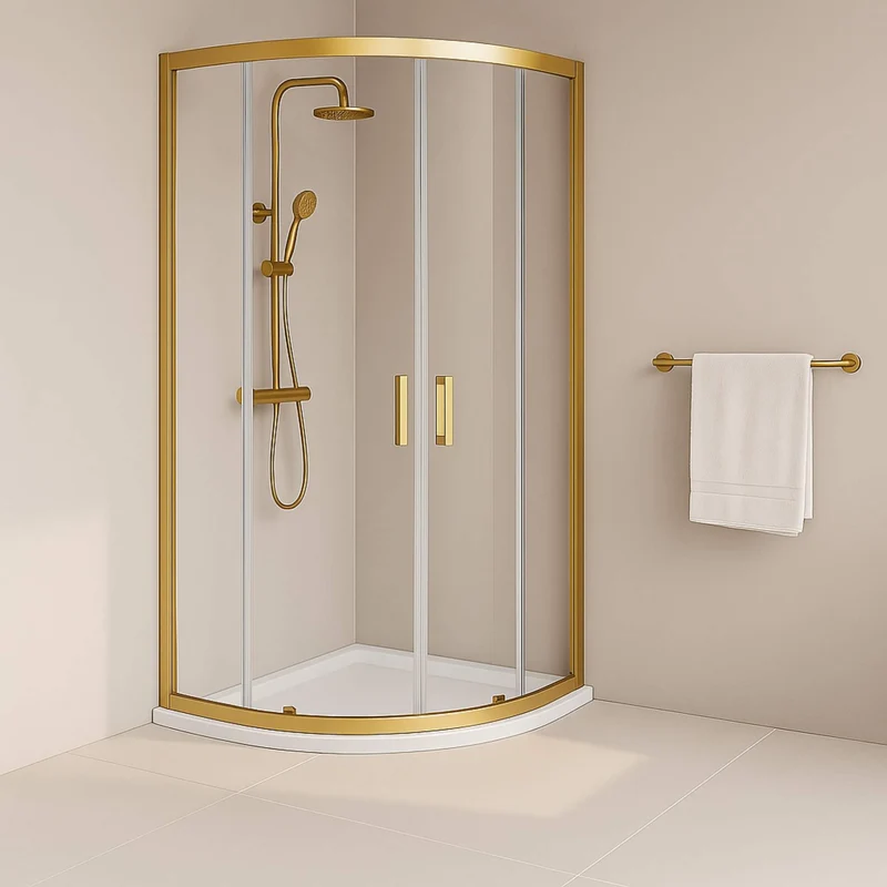 Porto 6mm Quadrant Shower Enclosure - 900 x 900mm, 1900mm High, Brushed Brass