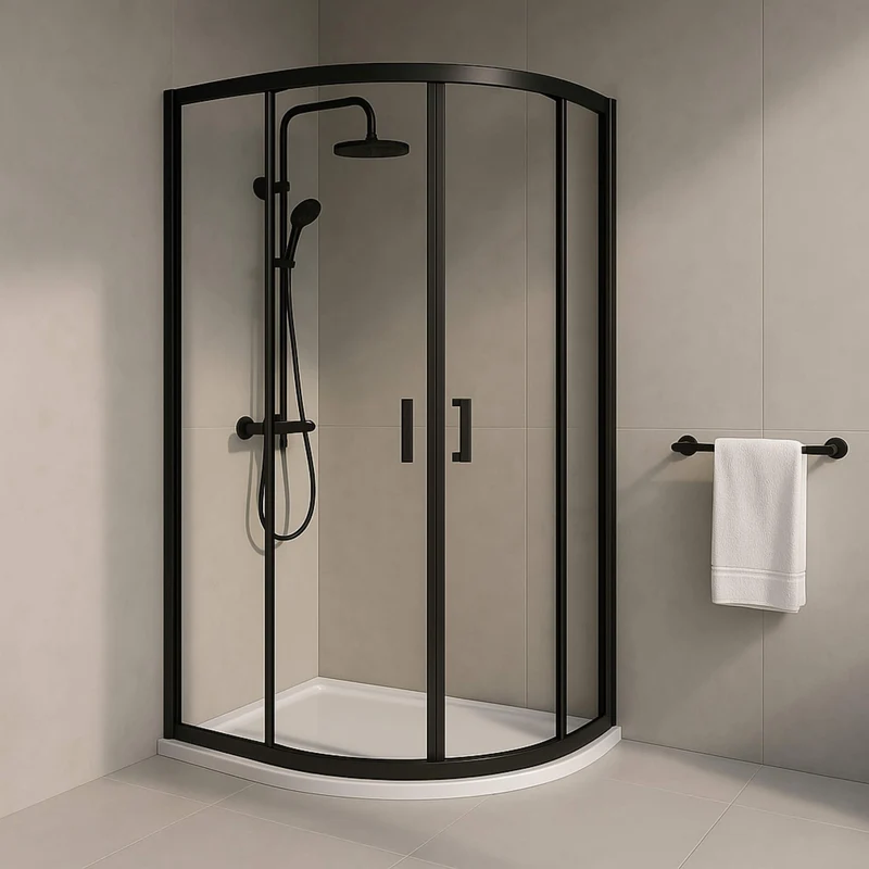 Porto 6mm Quadrant Shower Enclosure - 900 x 900mm, 1900mm High, Matt Black