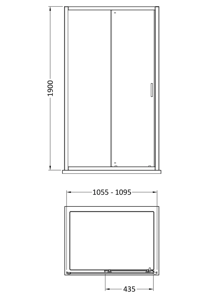 Porto 6mm Single Sliding Shower Door - 1100mm, 1900mm High, Brushed Brass