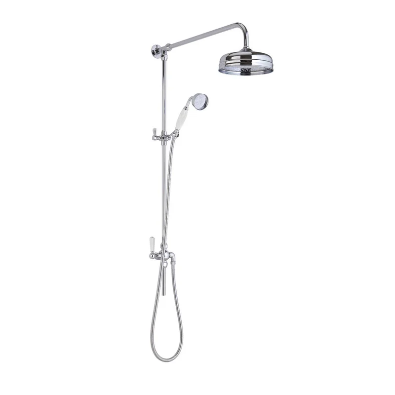 Hudson Reed Traditional Grand Rigid Riser Kit and Handset - Chrome/White AM312