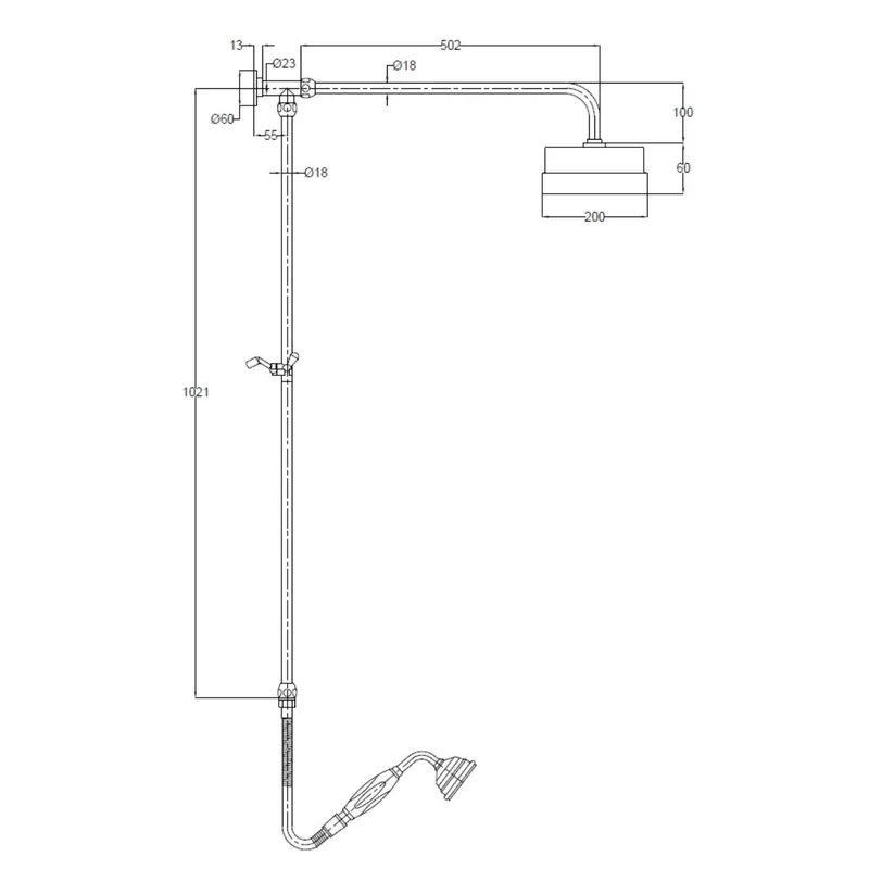 Hudson Reed Traditional Rigid Riser Kit and Handset - Chrome/White A3606