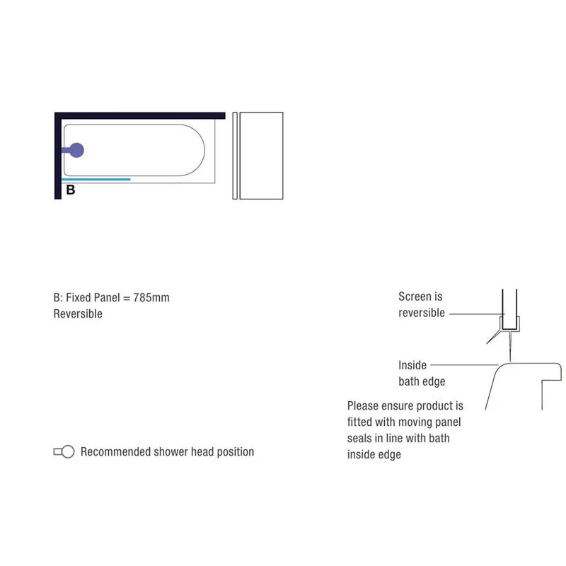 Merlyn Ionic Fixed Square Bathscreen