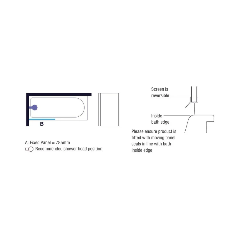 Merlyn Ionic Fixed Single Square Bath Screen