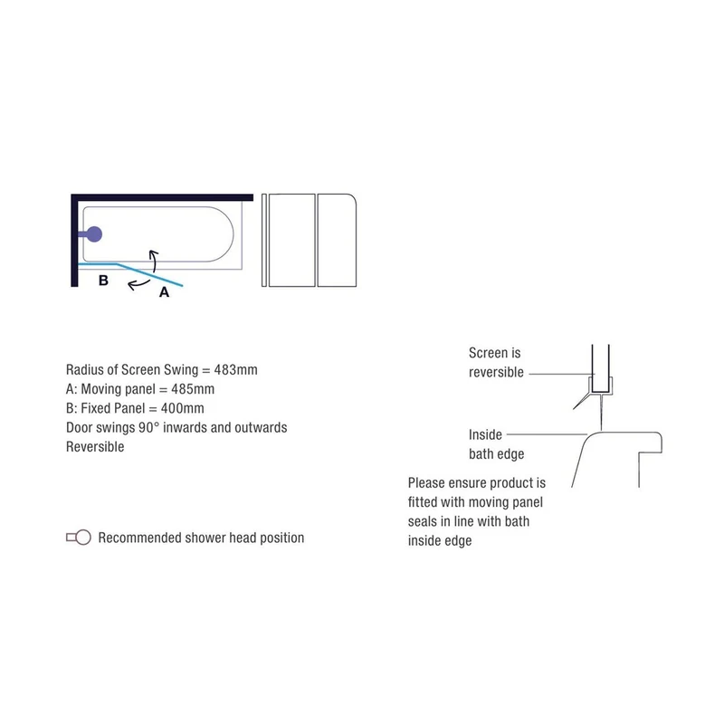 Merlyn Ionic 2 Panel Curved Bathscreen