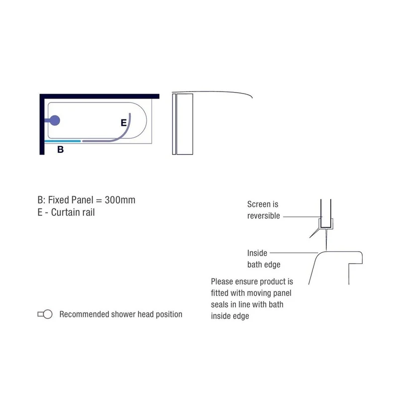 Merlyn Ionic Curtain Rail 300 x 1500 mm