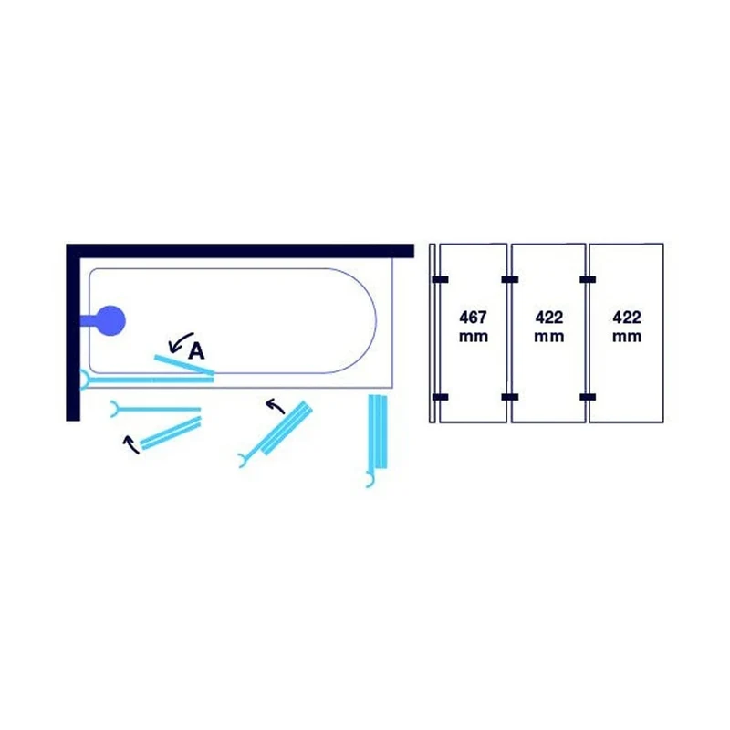 Merlyn Ionic 3 Panel Folding Bathscreen 1400 X 1500