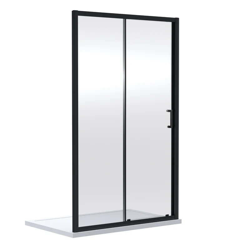 Porto 6mm Single Sliding Shower Door - 1100mm, 1900mm High, Matt Black