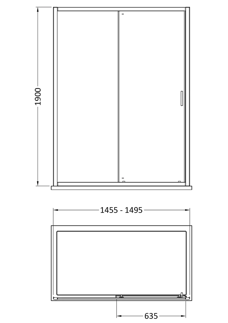Porto 6mm Single Sliding Shower Door - 1500mm, 1900mm High, Chrome
