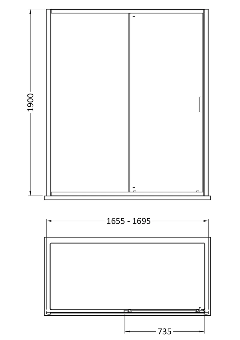 Porto 6mm Single Sliding Shower Door - 1700mm, 1900mm High, Chrome