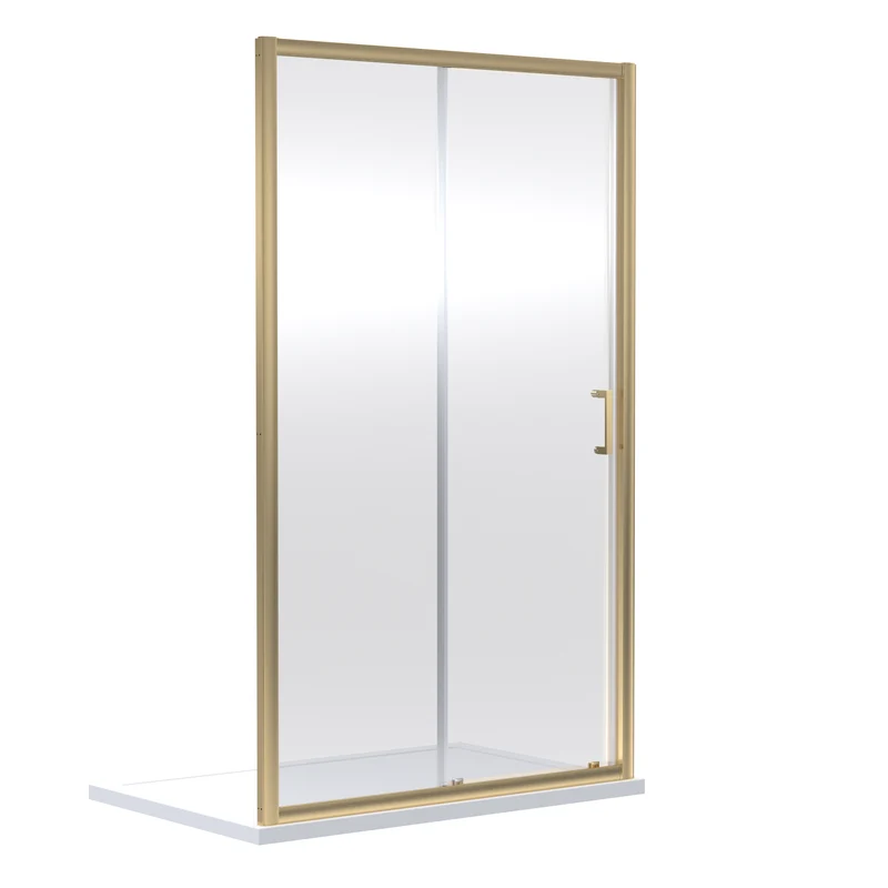 Porto 6mm Single Sliding Shower Door - 1700mm, 1900mm High, Brushed Brass