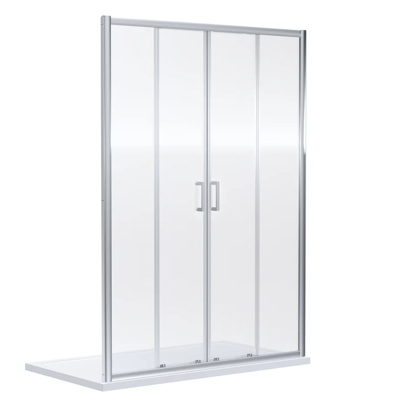 Porto 6mm Double Sliding Shower Door - 1400mm, 1900mm High, Chrome