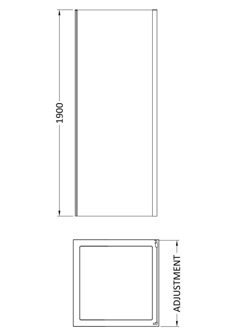 1000mm Porto 6mm Shower Side Panel - 1900mm High, Chrome