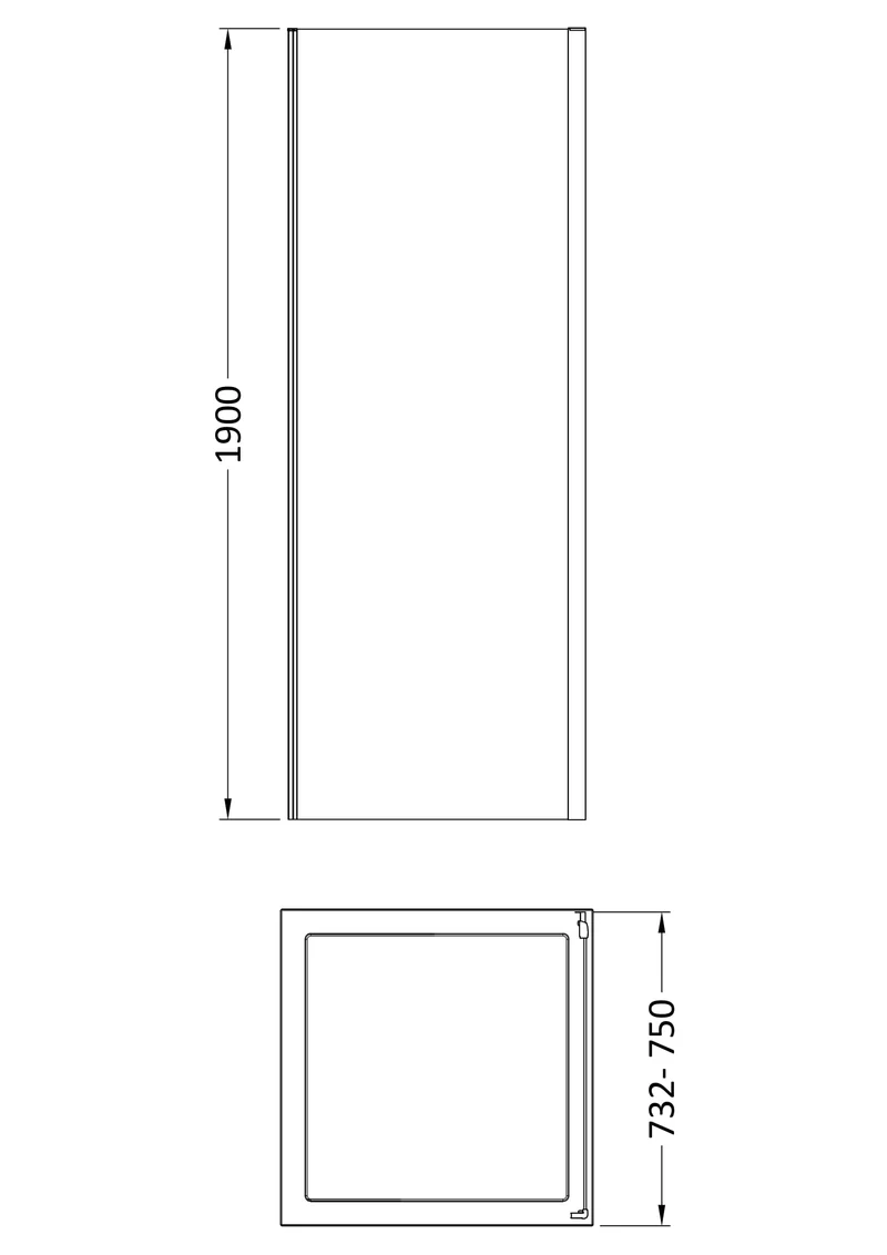 760mm Porto 6mm Shower Side Panel - 1900mm High, Chrome