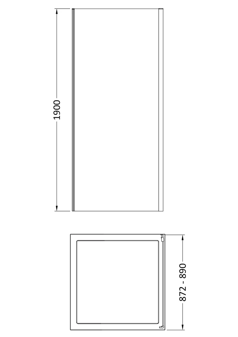 900mm Porto 6mm Shower Side Panel - 1900mm High, Chrome