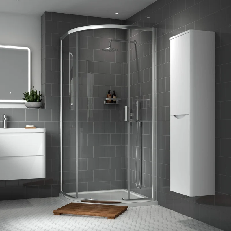Porto 6mm Single Entry Quadrant Shower Enclosure - 900 x 900mm, 1900mm High, Chrome