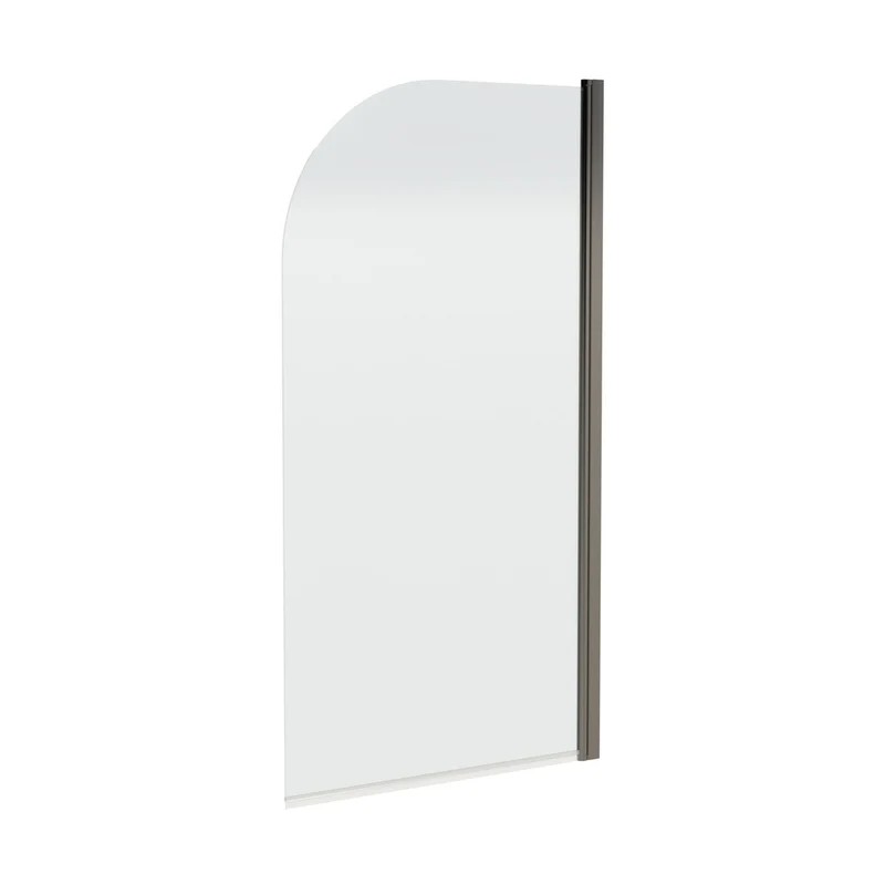 Nuie Round Bath Screen - 6mm Contemporary Brushed Pewter Aluminium 1430x790x24mm