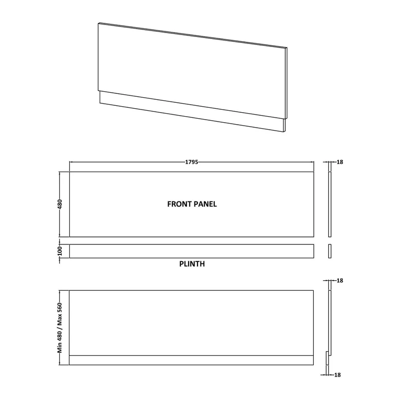 Waterproof Gloss White Bath Front Panel - 1800mm