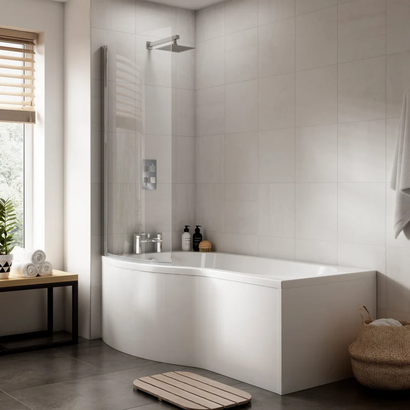 B-Shaped Shower Bath - 1500mm x 900mm, Left Hand
