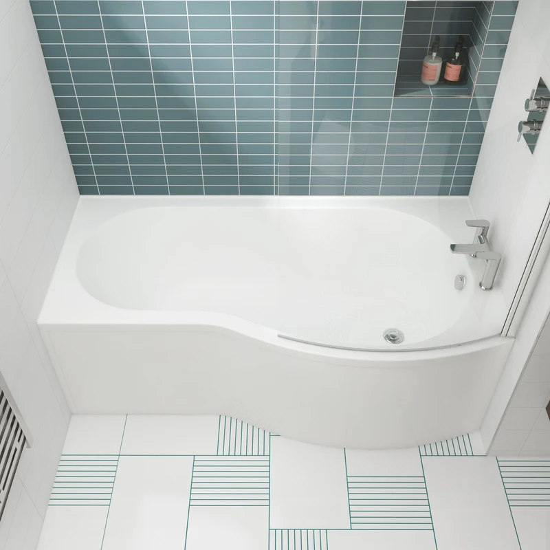 B-Shaped Shower Bath - 1700mm x 900mm, Right Hand