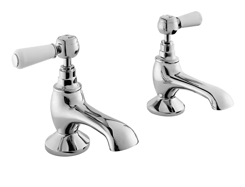 Hudson Reed Topaz with Lever Bath Pillar Taps & Hexagonal Collar - White BC302HL