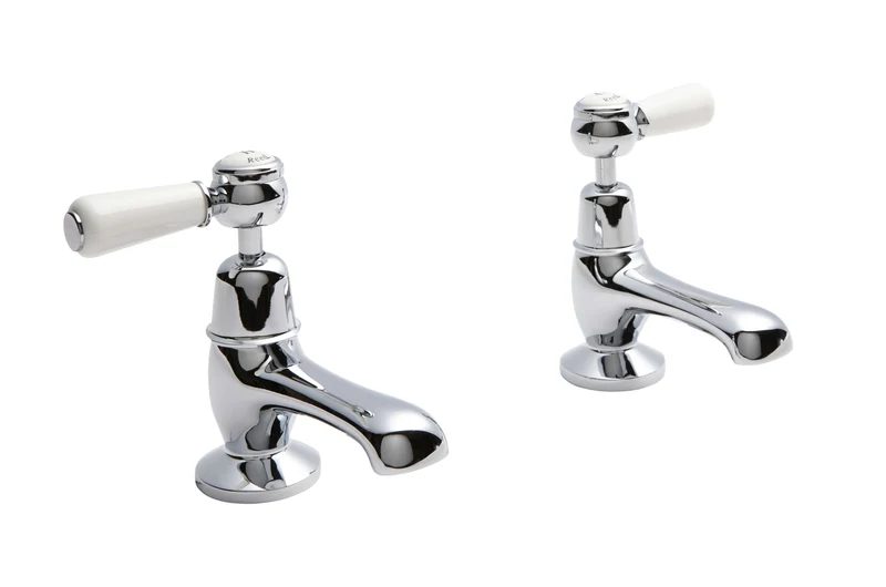 Hudson Reed Topaz with Lever Basin Pillar Taps & Domed Collar - White BC301DL