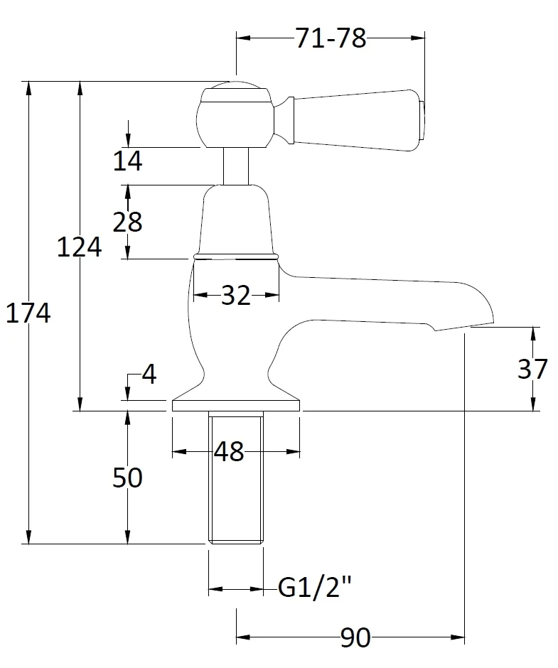 Hudson Reed Topaz with Lever Basin Pillar Taps & Domed Collar - White BC301DL