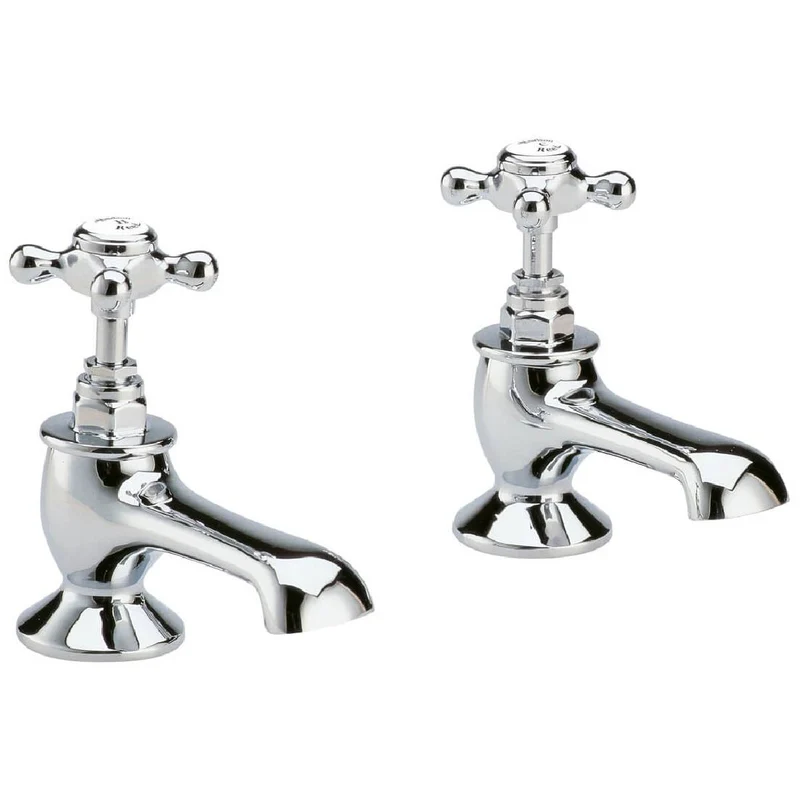 Hudson Reed Topaz with Crosshead Bath Pillar Taps & Hexagonal Collar - White BC302HX