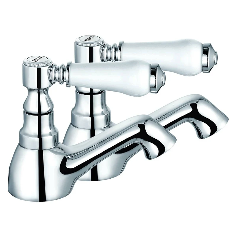 Eliseo Ricci Newbury Basin Pillar Taps - White Handles