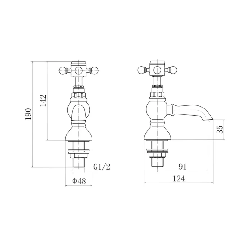 Eliseo Ricci Traditional English Balmoral Basin Pillar Taps