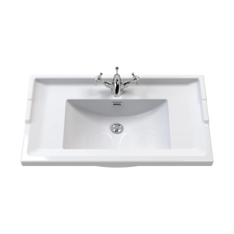 Nuie Classique 800mm Floor Standing 2 Door Vanity & Basin 1th Traditional Satin Grey MFC Painted Matt 858x820x480mm